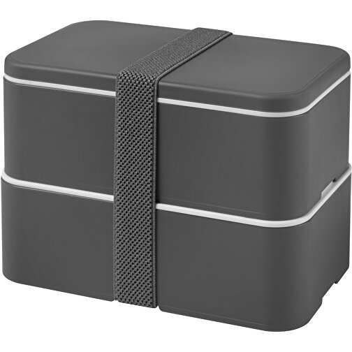 MIYO Doppel-Lunchbox , grau / grau / grau, PP Kunststoff, 18,00cm x 11,30cm x 11,00cm (Länge x Höhe x Breite), Bild 1