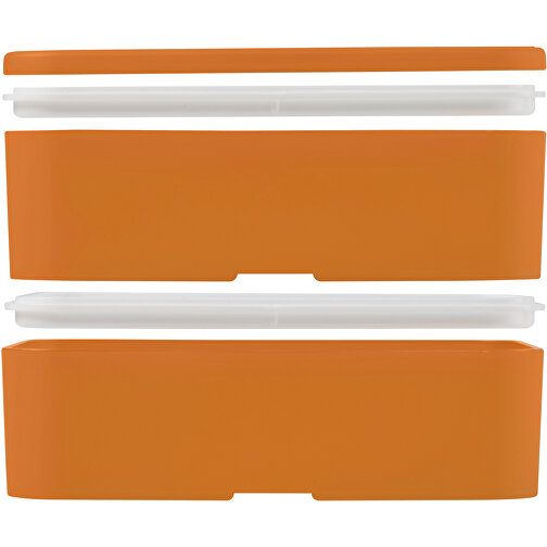 MIYO Doppel-Lunchbox , orange / orange / weiß, PP Kunststoff, 18,00cm x 11,30cm x 11,00cm (Länge x Höhe x Breite), Bild 7