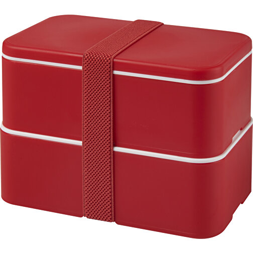 MIYO Doppel-Lunchbox , rot / rot / rot, PP Kunststoff, 18,00cm x 11,30cm x 11,00cm (Länge x Höhe x Breite), Bild 1