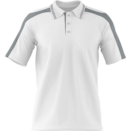 Poloshirt Individuell Gestaltbar , weiß / silber, 200gsm Poly / Cotton Pique, XS, 60,00cm x 40,00cm (Höhe x Breite), Bild 1