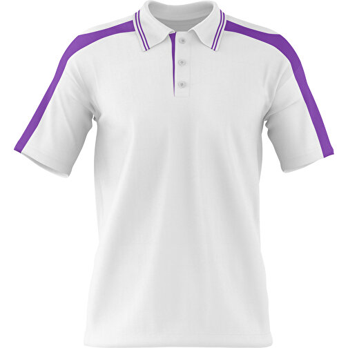 Poloshirt Individuell Gestaltbar , weiss / lavendellila, 200gsm Poly / Cotton Pique, XS, 60,00cm x 40,00cm (Höhe x Breite), Bild 1