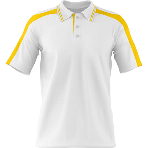 Poloshirt Individuell Gestaltbar , weiß / goldgelb, 200gsm Poly / Cotton Pique, XS, 60,00cm x 40,00cm (Höhe x Breite), Bild 1