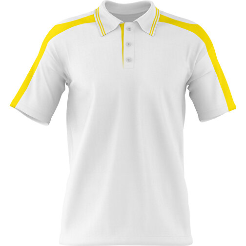 Poloshirt Individuell Gestaltbar , weiß / gelb, 200gsm Poly / Cotton Pique, XS, 60,00cm x 40,00cm (Höhe x Breite), Bild 1