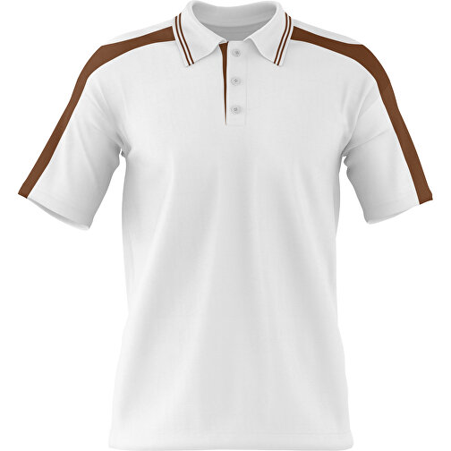 Poloshirt Individuell Gestaltbar , weiss / dunkelbraun, 200gsm Poly / Cotton Pique, XL, 76,00cm x 59,00cm (Höhe x Breite), Bild 1