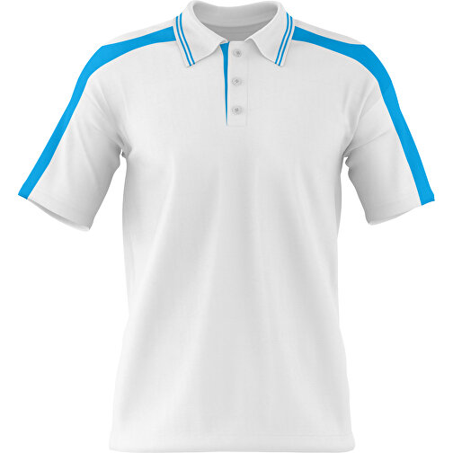 Poloshirt Individuell Gestaltbar , weiß / himmelblau, 200gsm Poly / Cotton Pique, XL, 76,00cm x 59,00cm (Höhe x Breite), Bild 1