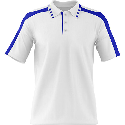Poloshirt Individuell Gestaltbar , weiß / blau, 200gsm Poly / Cotton Pique, S, 65,00cm x 45,00cm (Höhe x Breite), Bild 1