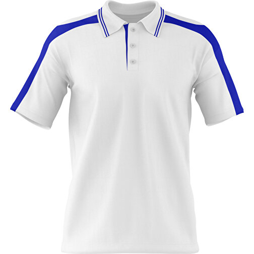 Poloshirt Individuell Gestaltbar , weiss / blau, 200gsm Poly / Cotton Pique, S, 65,00cm x 45,00cm (Höhe x Breite), Bild 1