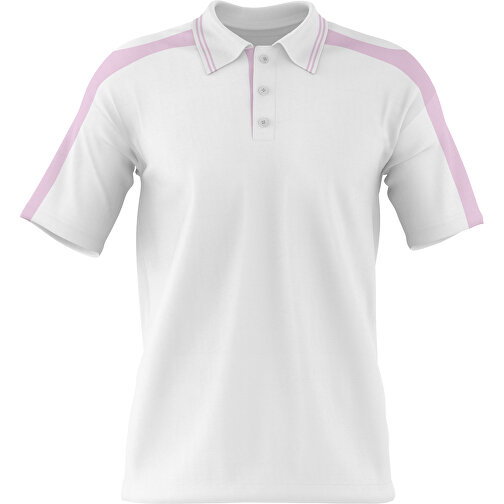 Poloshirt Individuell Gestaltbar , weiß / zartrosa, 200gsm Poly / Cotton Pique, M, 70,00cm x 49,00cm (Höhe x Breite), Bild 1