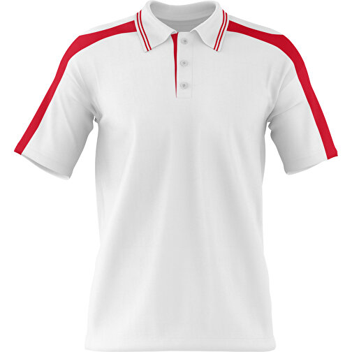 Poloshirt Individuell Gestaltbar , weiss / dunkelrot, 200gsm Poly / Cotton Pique, M, 70,00cm x 49,00cm (Höhe x Breite), Bild 1