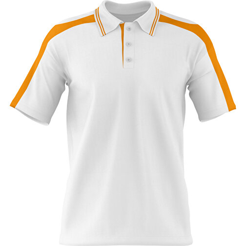 Poloshirt Individuell Gestaltbar , weiß / kürbisorange, 200gsm Poly / Cotton Pique, M, 70,00cm x 49,00cm (Höhe x Breite), Bild 1