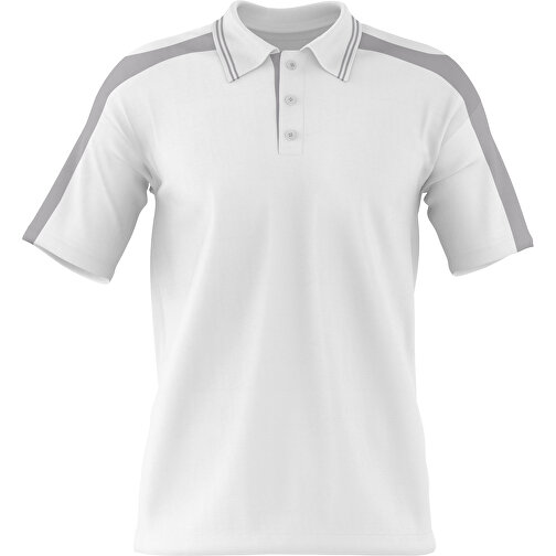 Poloshirt Individuell Gestaltbar , weiss / hellgrau, 200gsm Poly / Cotton Pique, L, 73,50cm x 54,00cm (Höhe x Breite), Bild 1