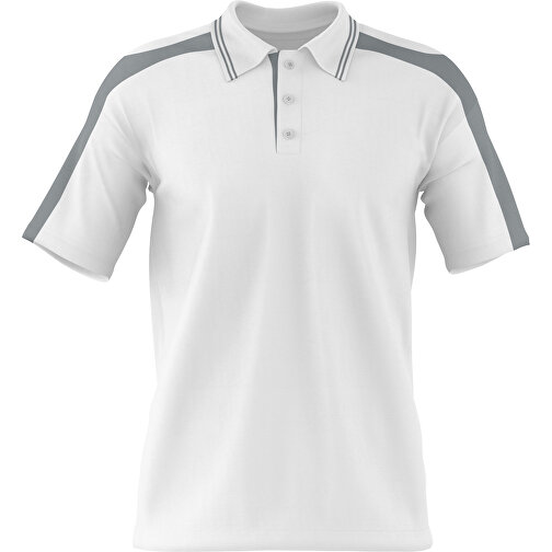 Poloshirt Individuell Gestaltbar , weiss / silber, 200gsm Poly / Cotton Pique, L, 73,50cm x 54,00cm (Höhe x Breite), Bild 1