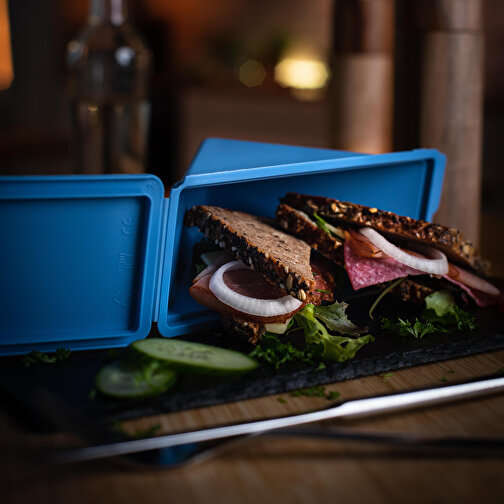 Sandwichbox „ToGo“ , behagliches blau, Kunststoff, 18,50cm x 9,00cm x 7,50cm (Länge x Höhe x Breite), Bild 3
