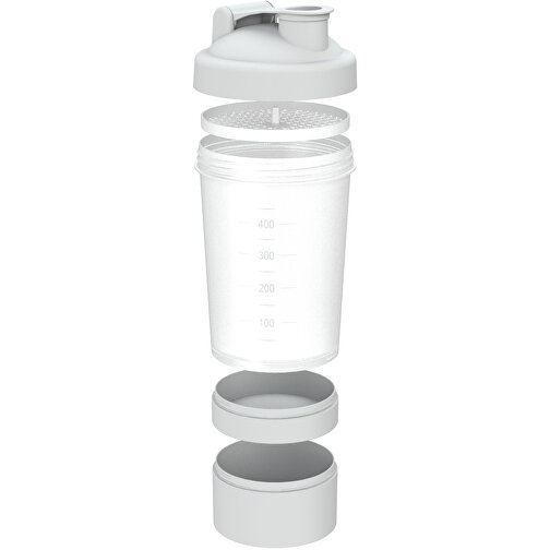 Shaker 'Protein', Pro 2, 0,40 L , transparent/weiß, Kunststoff, 22,80cm (Höhe), Bild 2