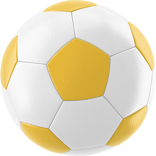 Fußball Platinum 30-Panel-Matchball - Individuell Bedruckt Und Handgenäht , weiß / goldgelb, PU, 4-lagig, , Bild 1