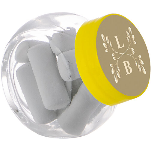 Micro Glaskrug 50 Ml , transparent/gelb, Glas, 6,00cm x 5,00cm x 4,00cm (Länge x Höhe x Breite), Bild 1