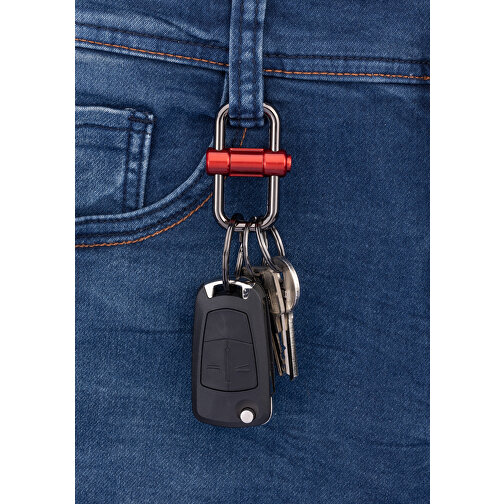 TROIKA Schlüsselanhänger 2-WAY KEY , Troika, gunmetal, rot, Metallguss, 9,50cm x 1,20cm x 3,30cm (Länge x Höhe x Breite), Bild 4