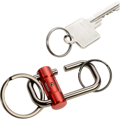 TROIKA Schlüsselanhänger 2-WAY KEY , Troika, gunmetal, rot, Metallguss, 9,50cm x 1,20cm x 3,30cm (Länge x Höhe x Breite), Bild 5