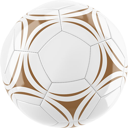 Fußball Gold 32-Panel-Promotionball - Individuell Bedruckt , weiß / erdbraun, PU/PVC, 3-lagig, , Bild 1