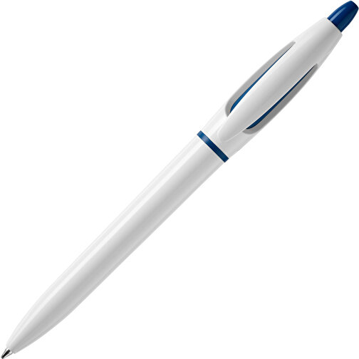 Kugelschreiber S! Hardcolour , weiß / dunkelblau, ABS, 13,50cm (Länge), Bild 1