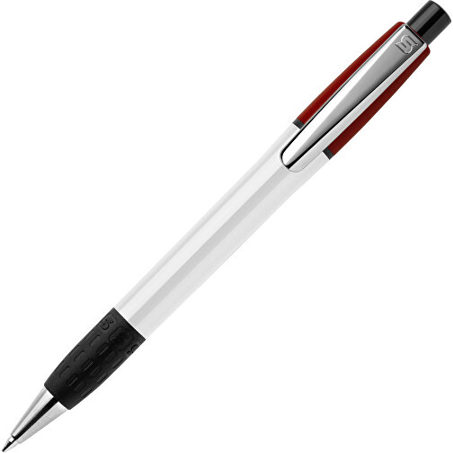 Kugelschreiber Semyr Grip Colour Hardcolour , weiß / dunkelrot, ABS & Metall, 13,70cm (Länge), Bild 1