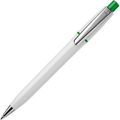 Kugelschreiber Semyr Chrome Hardcolour , weiss / grün, ABS & Metall, 13,70cm (Länge), Bild 1
