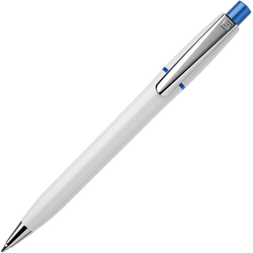 Kugelschreiber Semyr Chrome Hardcolour , weiss / blau, ABS & Metall, 13,70cm (Länge), Bild 1