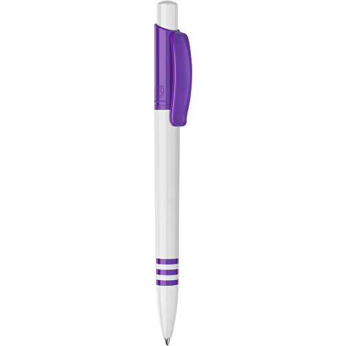 Kugelschreiber Tropic Hardcolour , weiß / purple, ABS, 13,80cm (Höhe), Bild 1