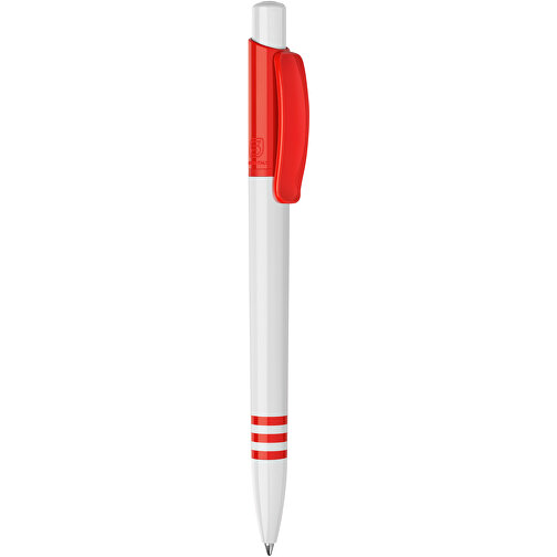 Kugelschreiber Tropic Hardcolour , weiß / rot, ABS, 13,80cm (Höhe), Bild 1