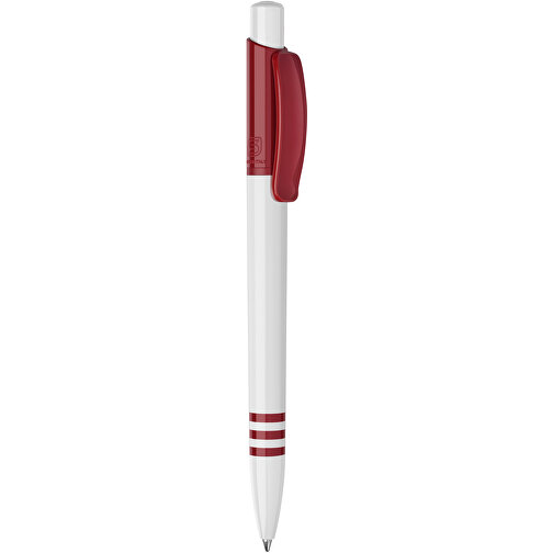 Kugelschreiber Tropic Hardcolour , weiß / dunkelrot, ABS, 13,80cm (Höhe), Bild 1
