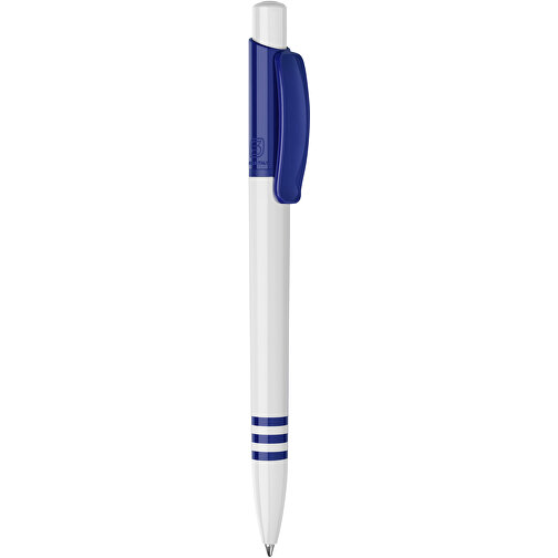 Kugelschreiber Tropic Hardcolour , weiß / dunkelblau, ABS, 13,80cm (Höhe), Bild 1