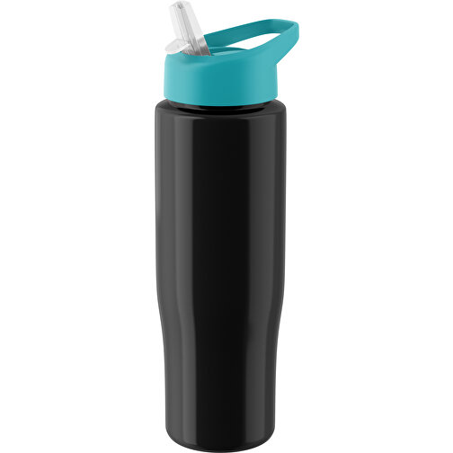 H2O Active® Tempo 700 Ml Sportflasche Mit Ausgussdeckel , schwarz / aquablau, PET-Kunststoff, PP-Kunststoff, 23,90cm (Höhe), Bild 1