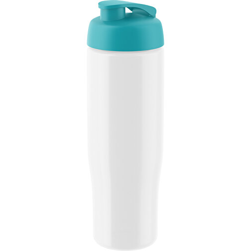 H2O Active® Tempo 700 Ml Sportflasche Mit Klappdeckel , weiß / türkisblau, PET und PP-Kunststoff, 23,90cm (Höhe), Bild 1
