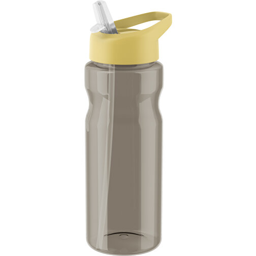 H2O Active® Eco Base 650 Ml Sportflasche Mit Ausgussdeckel , kohle transparent / gelb, PCR plastic, PP-Kunststoff, Silikon-Kunststoff, 22,40cm (Höhe), Bild 1