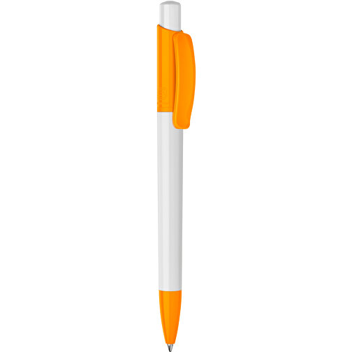 Kugelschreiber Kamal Hardcolour , weiß / orange, ABS, 13,80cm (Höhe), Bild 1