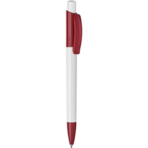 Kugelschreiber Kamal Hardcolour , weiß / dunkelrot, ABS, 13,80cm (Höhe), Bild 1