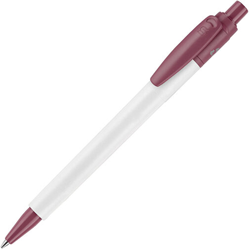 Kugelschreiber Baron 03 Recycled Hardcolour , weiß / dunkelrosa, Recycled ABS, 13,40cm (Höhe), Bild 1