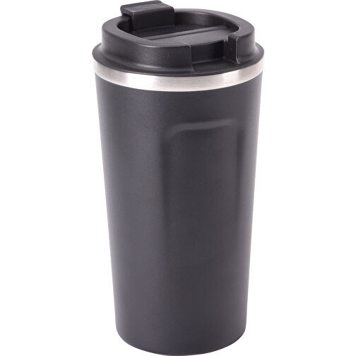 Isolierbecher COFFEE TIME , schwarz, Edelstahl / Kunststoff / Silikon, 17,00cm (Höhe), Bild 1