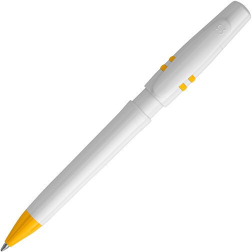 Kugelschreiber Nora Hardcolour , weiss / gelb, ABS, 14,00cm (Länge), Bild 1