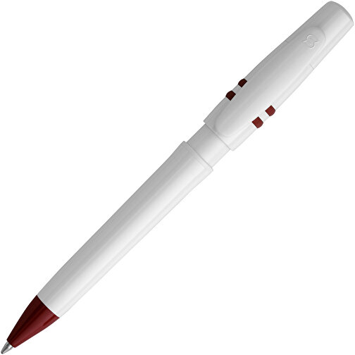 Kugelschreiber Nora Hardcolour , weiß / dunkelrot, ABS, 14,00cm (Länge), Bild 1