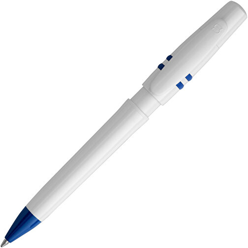 Kugelschreiber Nora Hardcolour , weiß / dunkelblau, ABS, 14,00cm (Länge), Bild 1