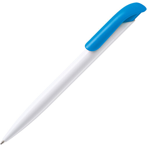 Kugelschreiber Modell Atlas Hardcolour , weiss / hellblau, ABS, 14,70cm (Länge), Bild 1