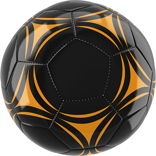 Fußball Gold 32-Panel-Promotionball - Individuell Bedruckt , schwarz / kürbisorange, PU/PVC, 3-lagig, , Bild 1