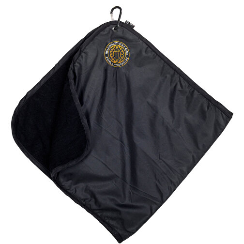 2 In 1 Golf-Handtuch In Regenhülle , schwarz, Polyester/Baumwolle, 48,00cm x 48,00cm (Länge x Breite), Bild 1