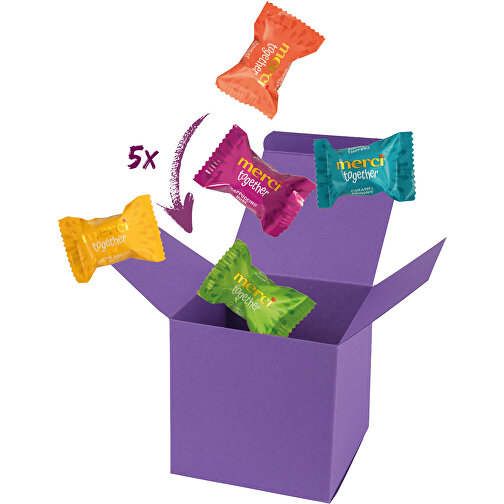 Color Box Merci Together - Lila , Storck, lila, Pappe, 5,50cm x 5,50cm x 5,50cm (Länge x Höhe x Breite), Bild 1