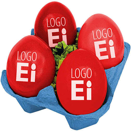 LogoEi 4er-Box - Blau - Rot , rot, Pappe, 11,00cm x 7,00cm x 11,00cm (Länge x Höhe x Breite), Bild 1