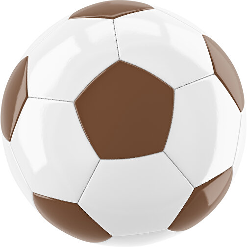Fußball Gold 32-Panel-Promotionball - Individuell Bedruckt , weiß / dunkelbraun, PU/PVC, 3-lagig, , Bild 1