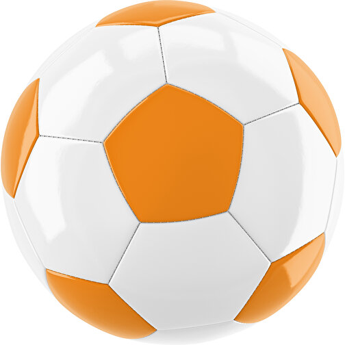 Fußball Gold 32-Panel-Promotionball - Individuell Bedruckt , weiß / gelborange, PU/PVC, 3-lagig, , Bild 1
