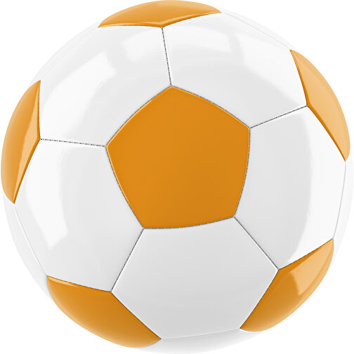 Fußball Gold 32-Panel-Promotionball - Individuell Bedruckt , weiß / kürbisorange, PU/PVC, 3-lagig, , Bild 1
