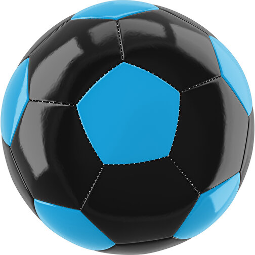 Fußball Gold 32-Panel-Promotionball - Individuell Bedruckt , schwarz / himmelblau, PU/PVC, 3-lagig, , Bild 1